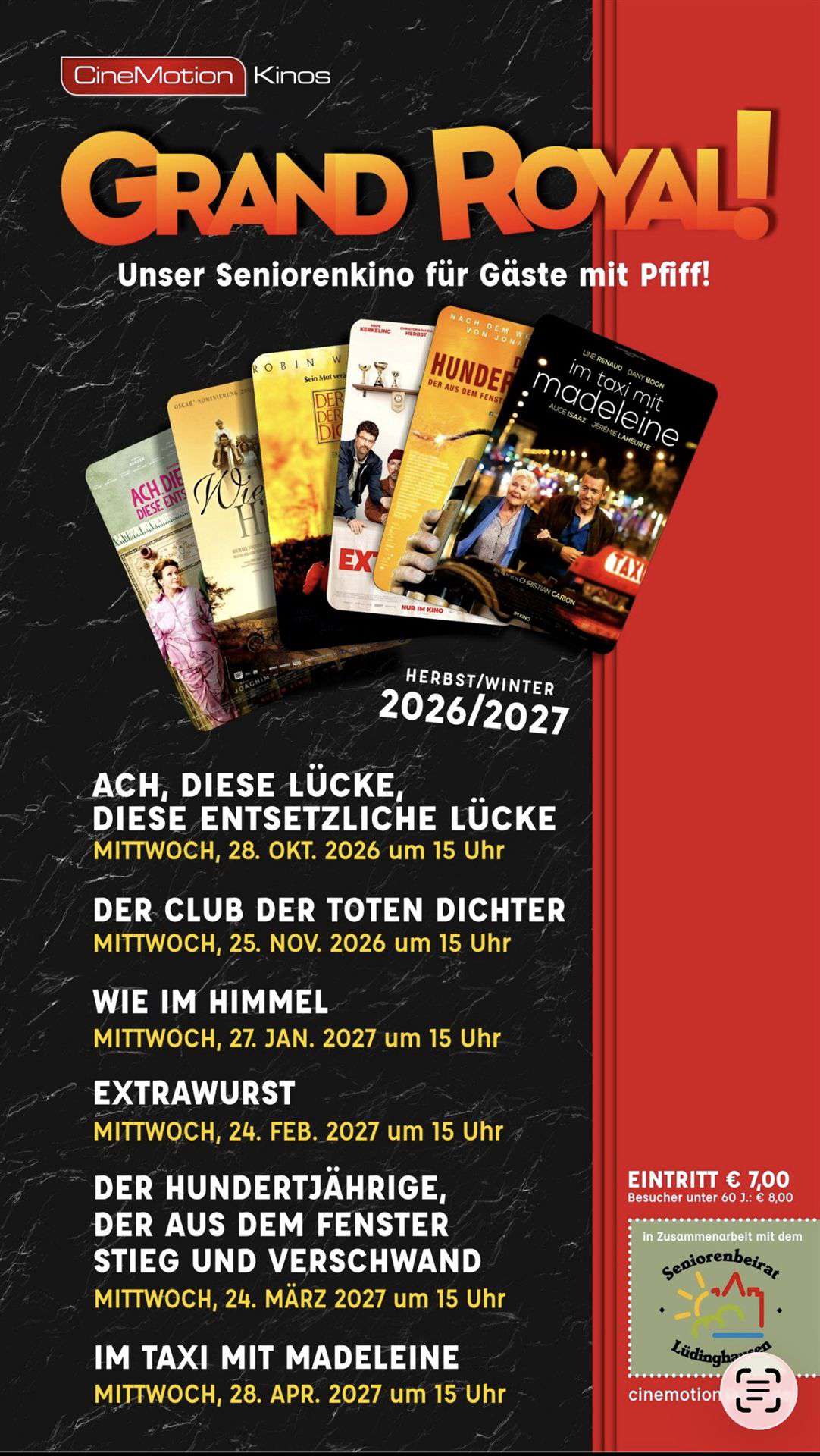 Prgramm 2 neue Termine und Filme