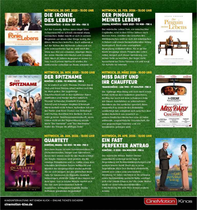 Flyer Filmberschreibungen Seniorenkino 2. Halbjah 2025-26